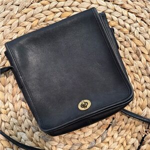 Vintage Coach Black Leather Crossbody Bag